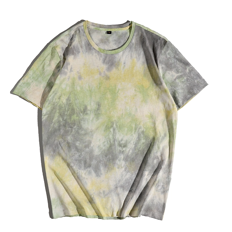 Tie-Dye T-Shirts Men Wholesale Jersey Dyed Tee Summer Pure Pima Cotton Tshirt