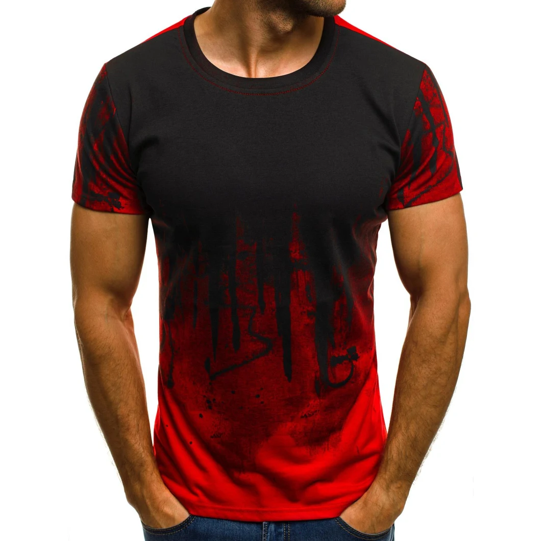 Men's Fashion Sports T-Shirt Fitness Printed Short-Sleeved Clothing