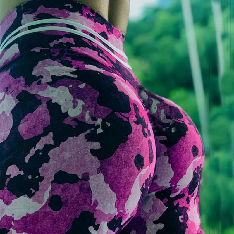 Purple Camouflage Yoga Pants Sports Leggings Tight Fitness Pants Yoga Clothes Women