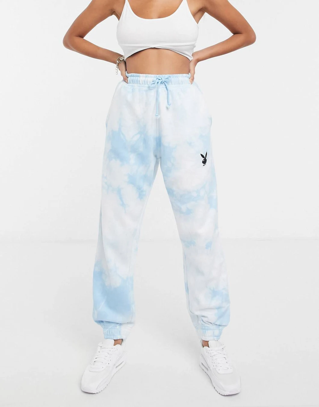 Customize Women Gym Clothing Knitted Jogger Two-Piece Sports Wear in Tie Dye Print