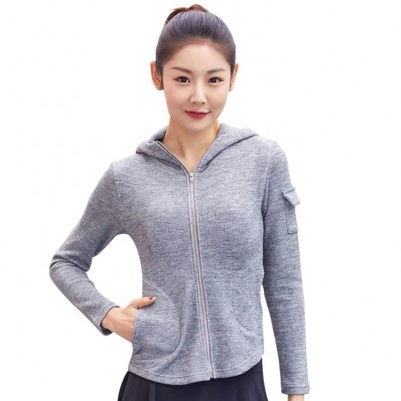 2019 Custom New Design Women Yoga Zipper Hooded Jackets Female Sports Clothing