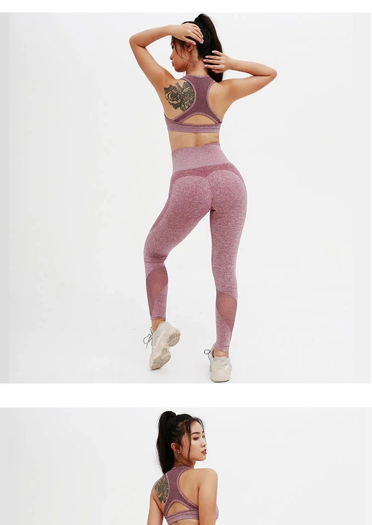Wholesale Women Activewear Sexy Sport Fitness Clothing Sets Yoga Sports Wear Mesh Gym Yoga Wear