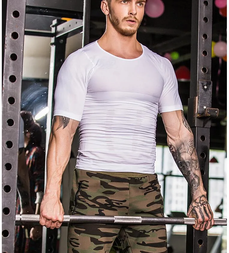 Compression Sports Shirt Short Sleeve Seamless Printing Cool Athletic Tank Shirt
