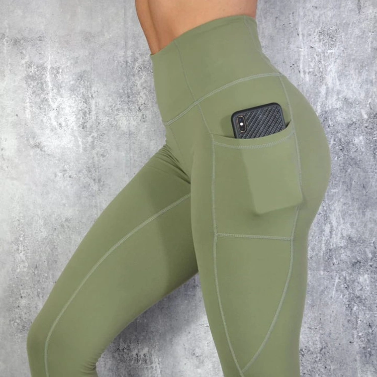 Hot Selling with Phone Pocket Ladies Fitness Gym Leggings Organic Cotton Tight Yoga Pants