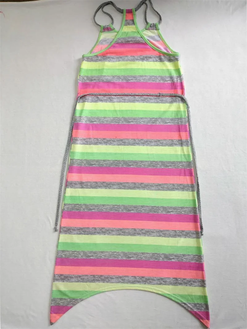 Summer High Quality Girl Colorfull Beachwear Skirt Straped Dress Women Beach Print Skirt