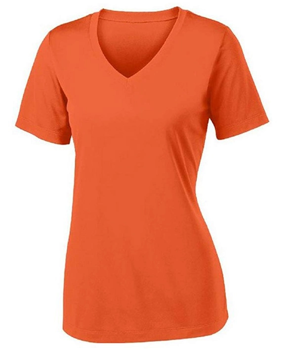 Wholesale Plain Custom Logo V-Neck Silk Jersey Top T-Shirt Woman for Yoga Sport
