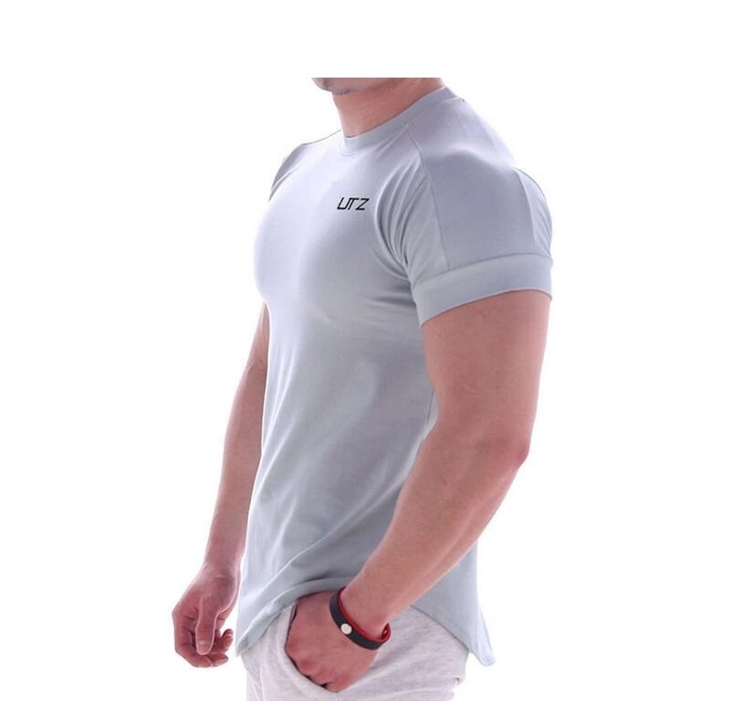 Popular Design Grey Round Neck 100% Cotton Sports Shirts Mens Customized T Shirts