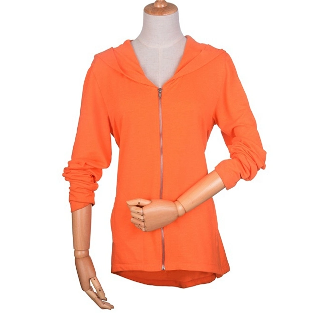 Custom Casual Zipper Sport Style Plain Hooded Sweatshirts Women Hoodies