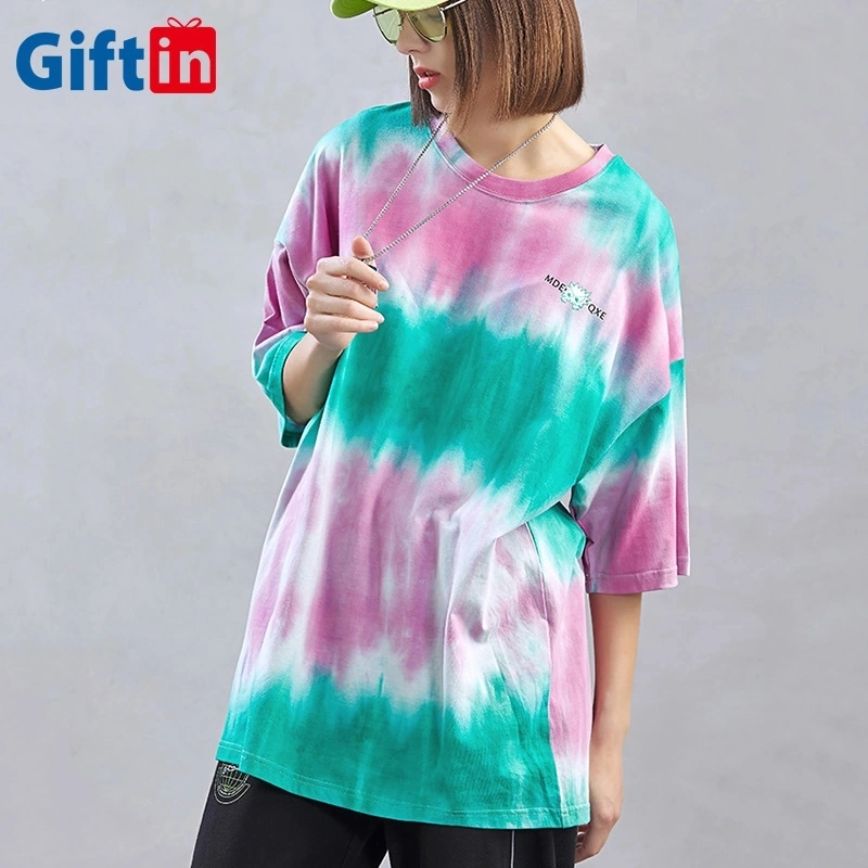 Hot Selling Tie Dye T Shirts Women Cotton Girls Shirt Custom Printing Cheap Good Quality Wholesale