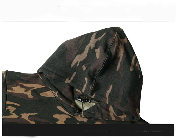 High Quality Custom Clothing Camouflage Fleece Half-Zip Hoodies Winter Collar Sweatshirts for Men