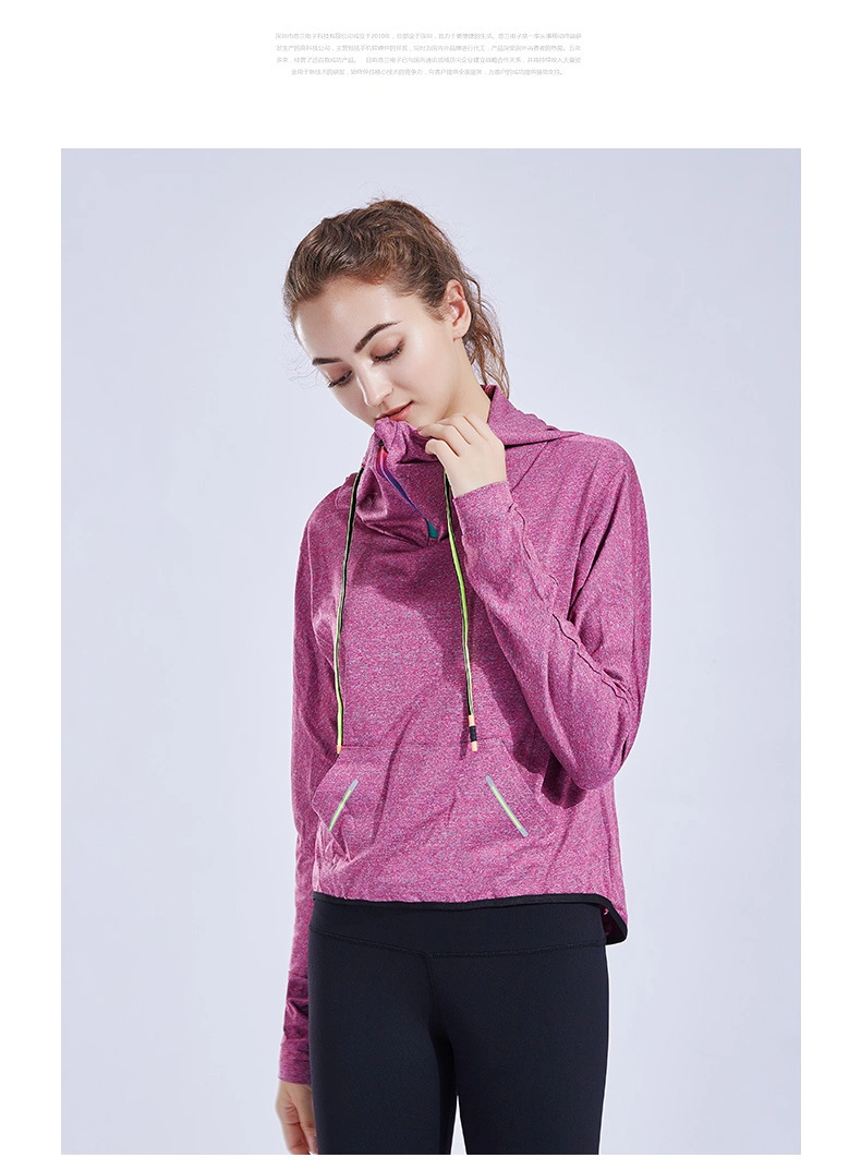Casual Hooded Sports Top Zipper Blouse Women Running Jacket Clothes