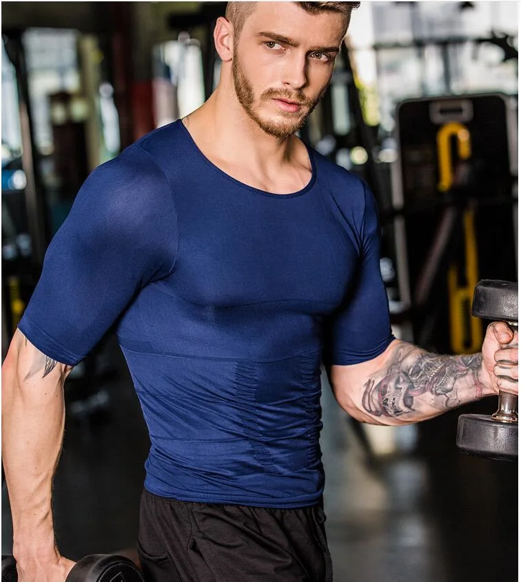 Compression Sports Shirt Short Sleeve Seamless Printing Cool Athletic Tank Shirt