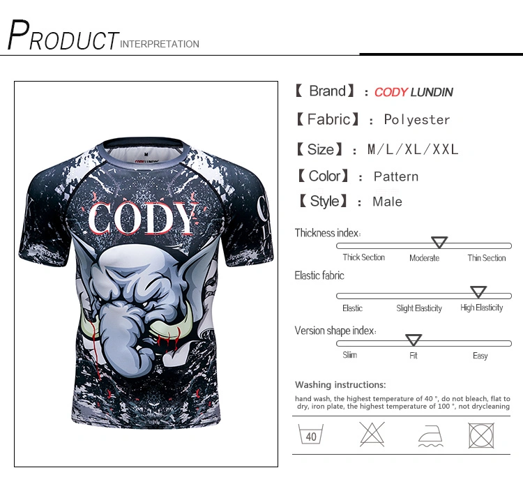 Cody Lundin OEM High Quality Men Tight Sports Training T Shirt Fitness Compression Gym T Shirt