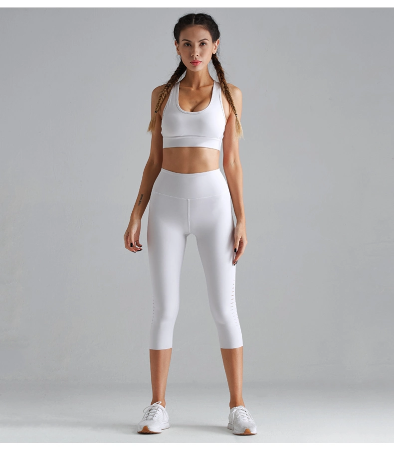 Women Training Elastic Hollow Yoga Crop Pants