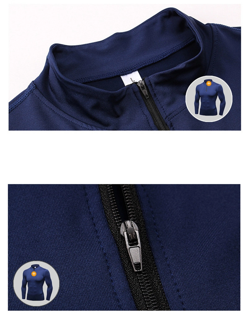 Half Zip Men Dri Fit Compression Sportswear Running Shirt with Custom Logo