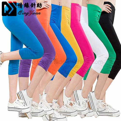 Women's Casual Seamless Capri Leggings Workout Pants Colorful Leggings