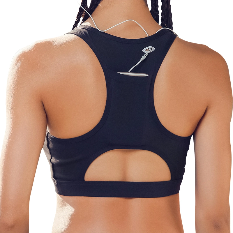 Back Cellphone Pocket Gym Workout Yoga Bra Tops High Impact Sports Bra Running