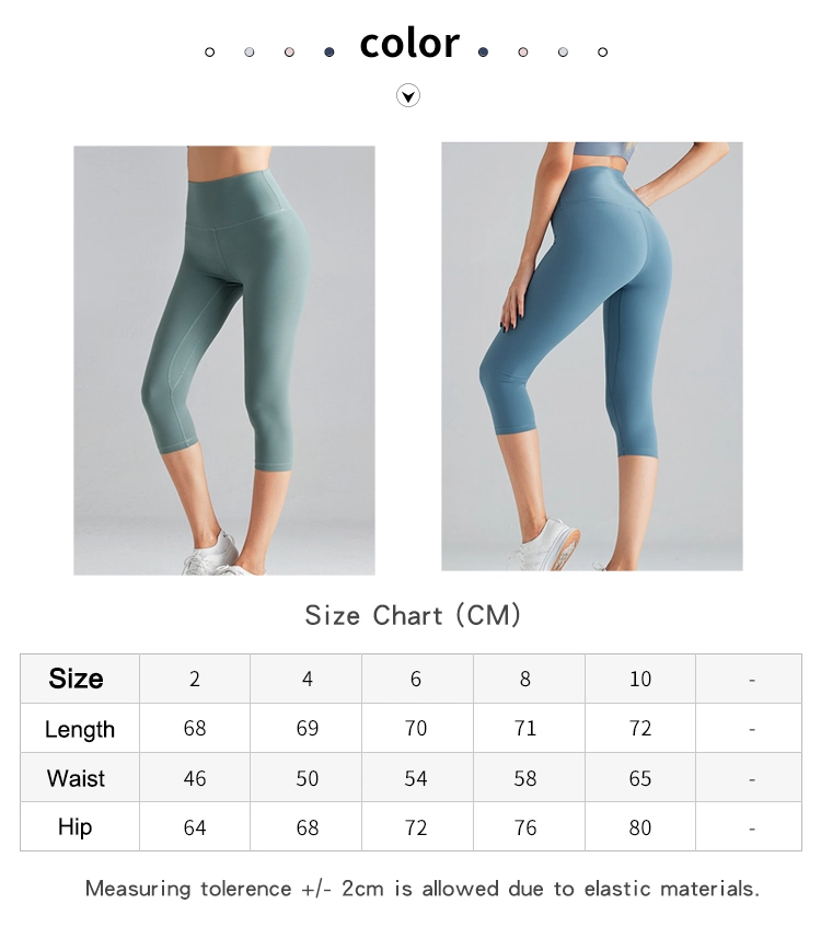 Women Yoga Crop Pants Solid Cyan Color