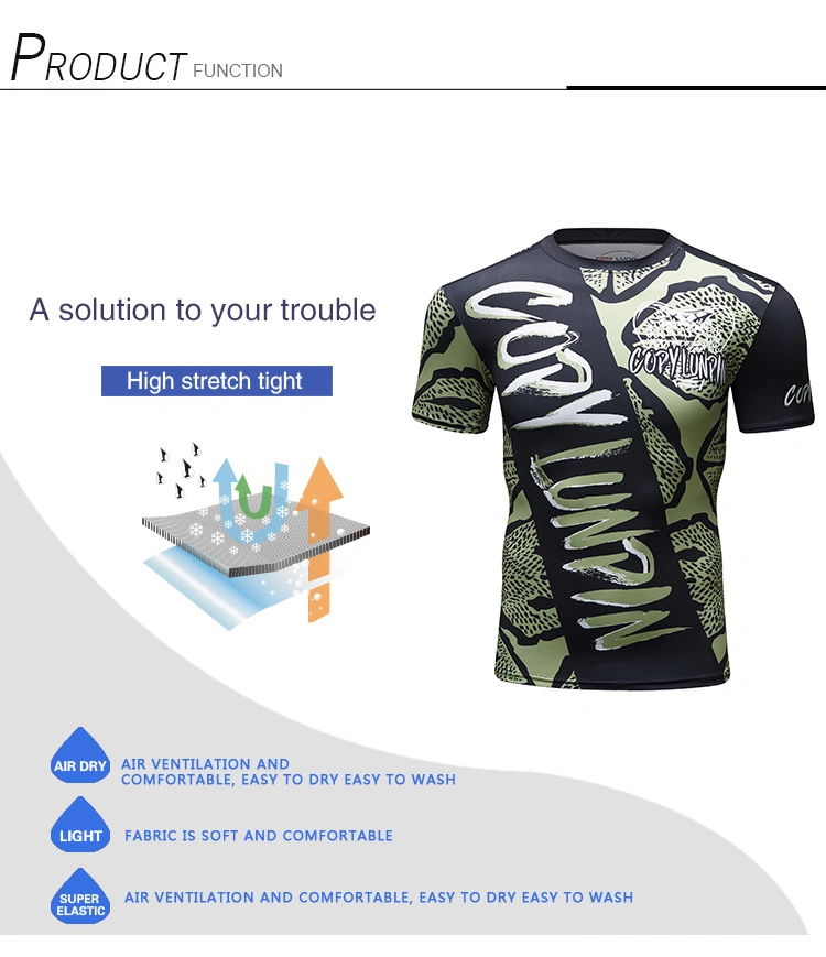 Latest Design Gym Men Wear Sublimation Tight Sport T-Shirt