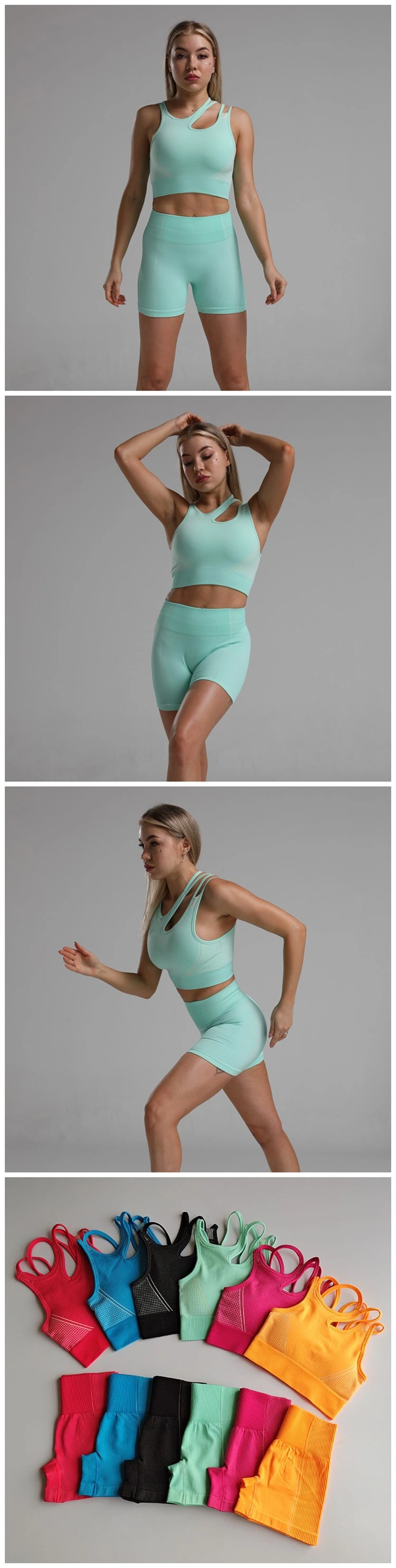 Wholesale Booty Scrunch Yoga Workout Short Set 2 Piece Sport Fitness Wear Women Crop Top Workout Short Gym Yoga Wear