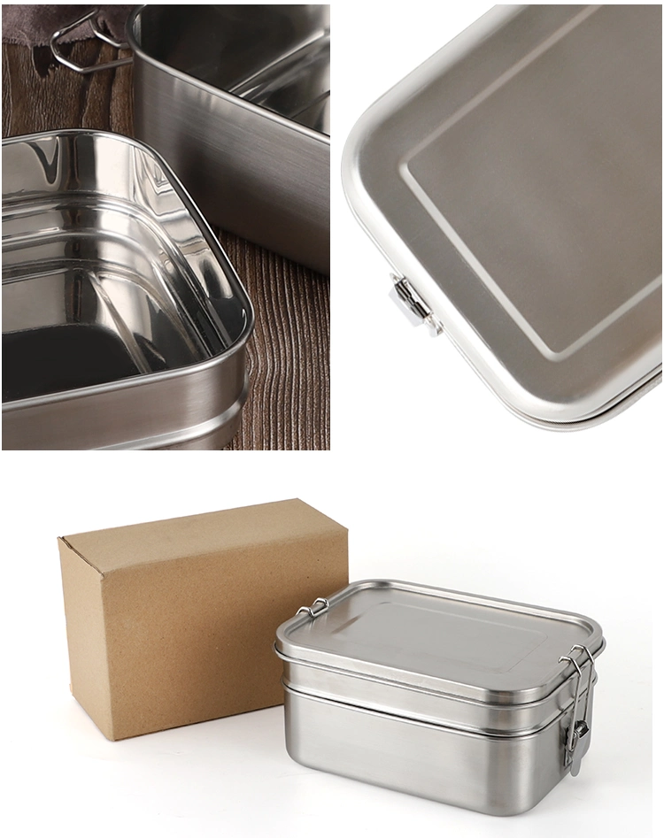 Reusable Sealed Double Layer Customizable Food Container Stainless Steel Lunch Box