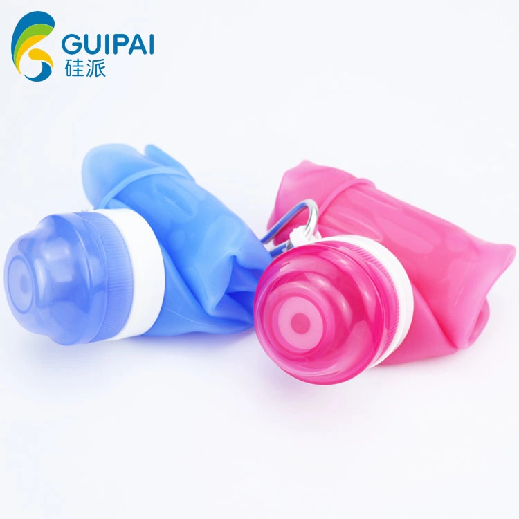 Portable Leak Proof 600ml Kids Silicone Folding Collapsible Drink Water Bottle for Sports Travel Promotion