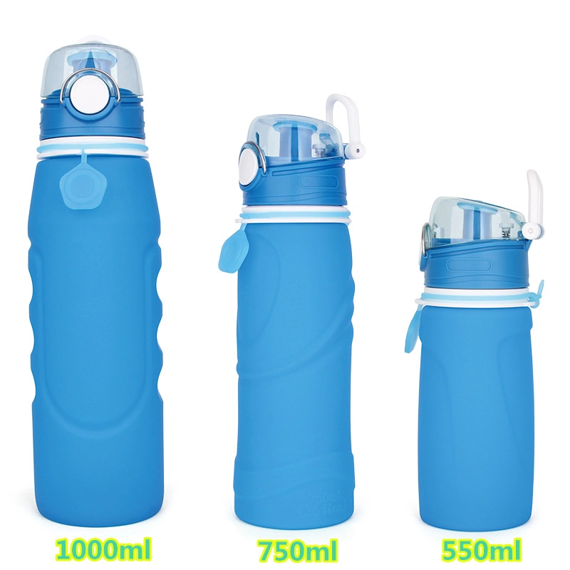 Wholesale BPA Free Foldable Silicone Sport Collapsible Water Bottle with Custom Logo