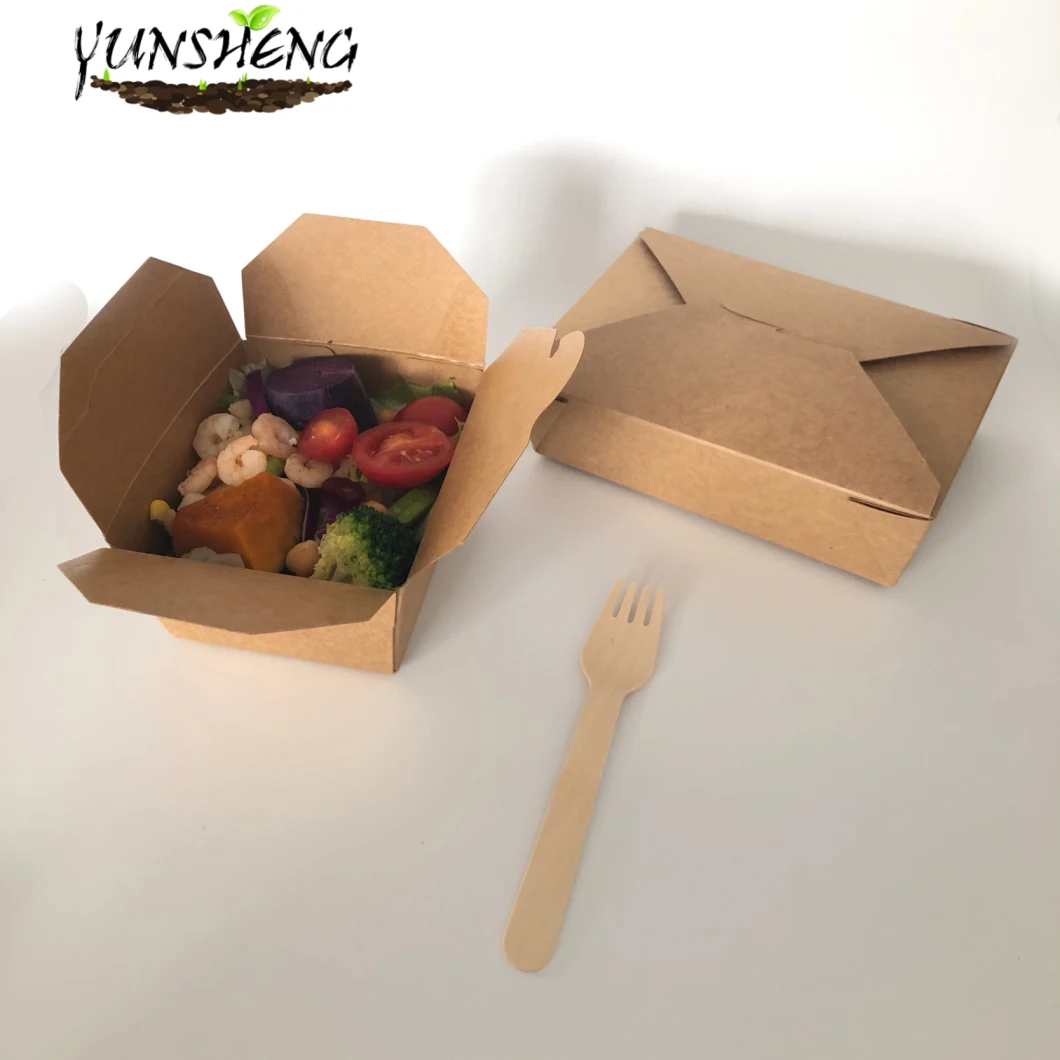 Customized Disposable Bamboo Paper Folding Boxes for Takeaway Food Wheat Straw Paper Boxes