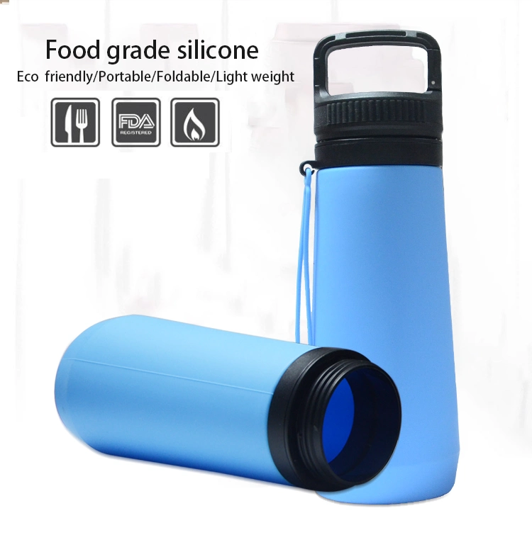 750ml BPA Free Reusable Sport Drinking Silicone Collapsible Water Bottle with Custom Logo