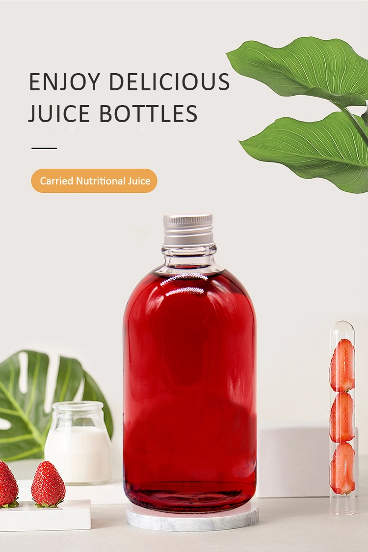 Transparent Glass Water Bottle for Juice Using Stainless Steel Cap
