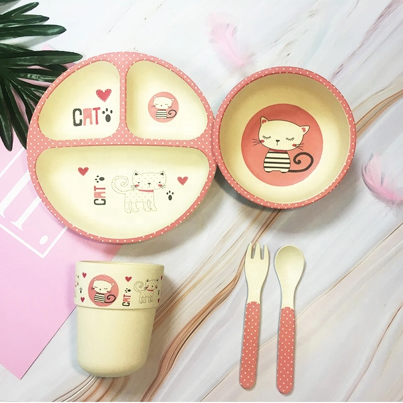 Colorful Bio-Degradable Bamboo Fiber Children Kids Tableware Sets / Dinnerware Sets with Eco-Friendly (SHIKECORE)