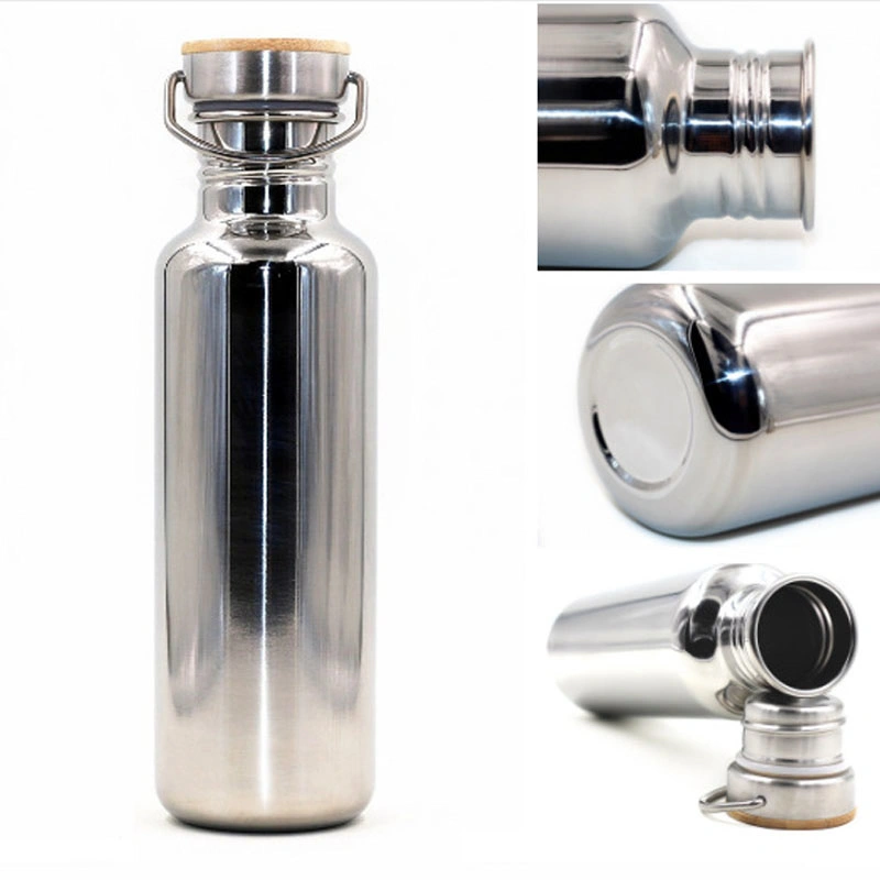 20oz/600ml Double Wall Insulated Stainless Steel Vacuum Water Bottle with Bamboo Lid (SB-59)