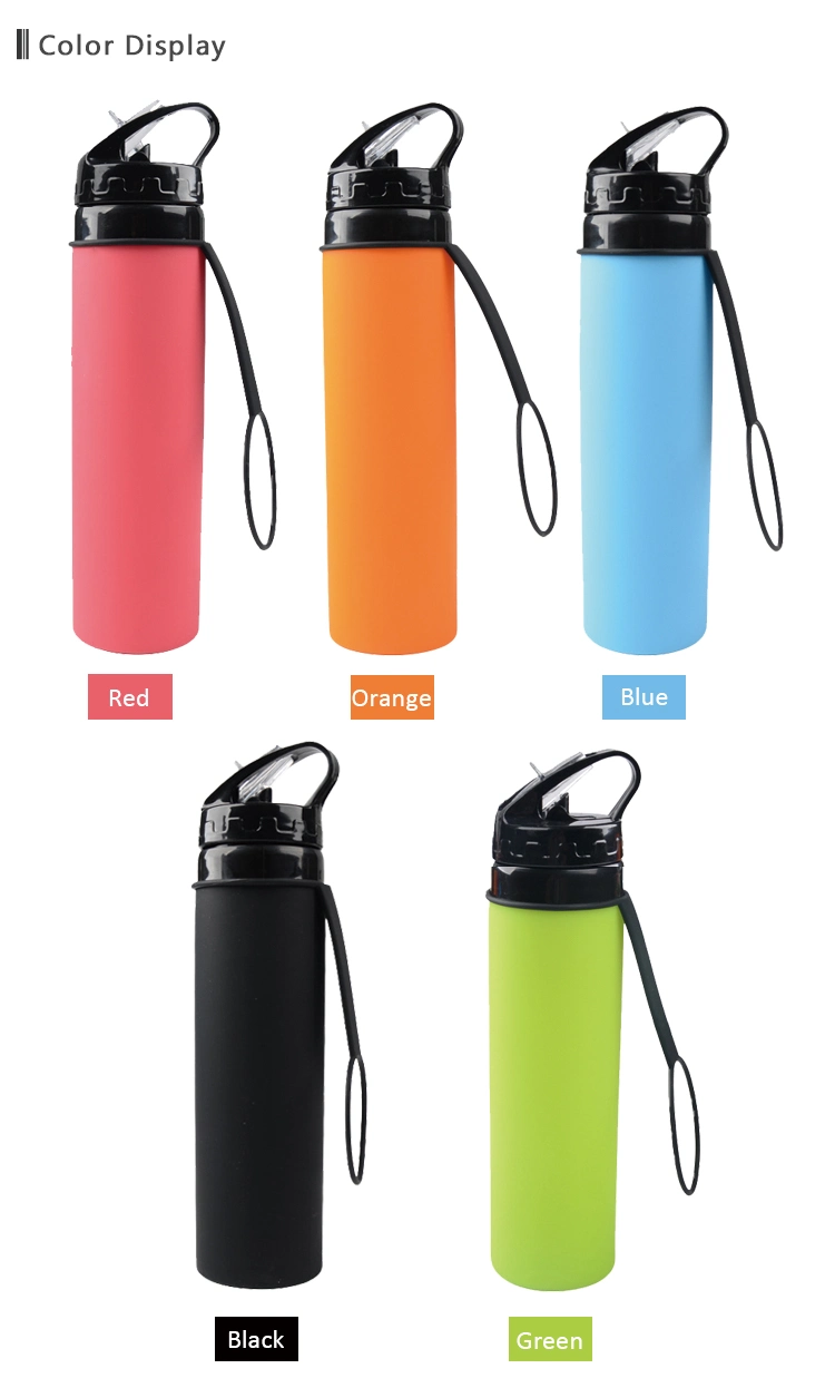 Wholesale Custom BPA Free Foldable Sport Drink Collapsible Silicone Water Bottles with Custom Logo