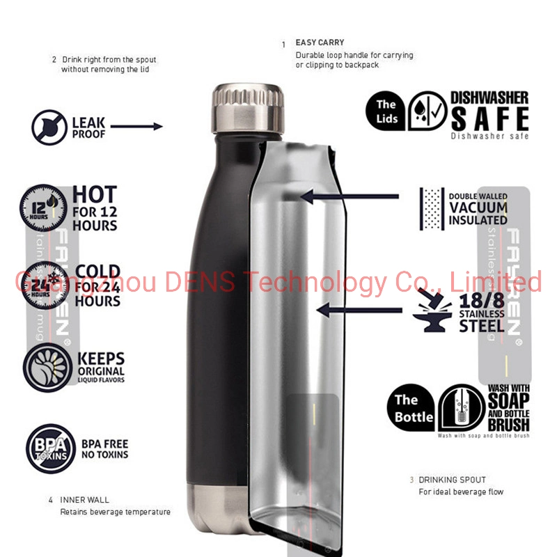 17oz 500ml Vacuum Water Bottle Glass Drinking Cola Shape Stainless Steel Water Bottle with Custom Logo
