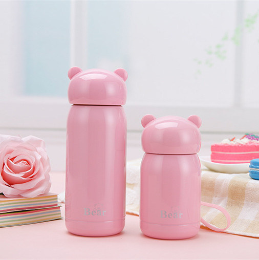 Cartoon Bear Vacuum Insulated Thermos Double Wall Rotary Opening Vacuum Flask for Kids