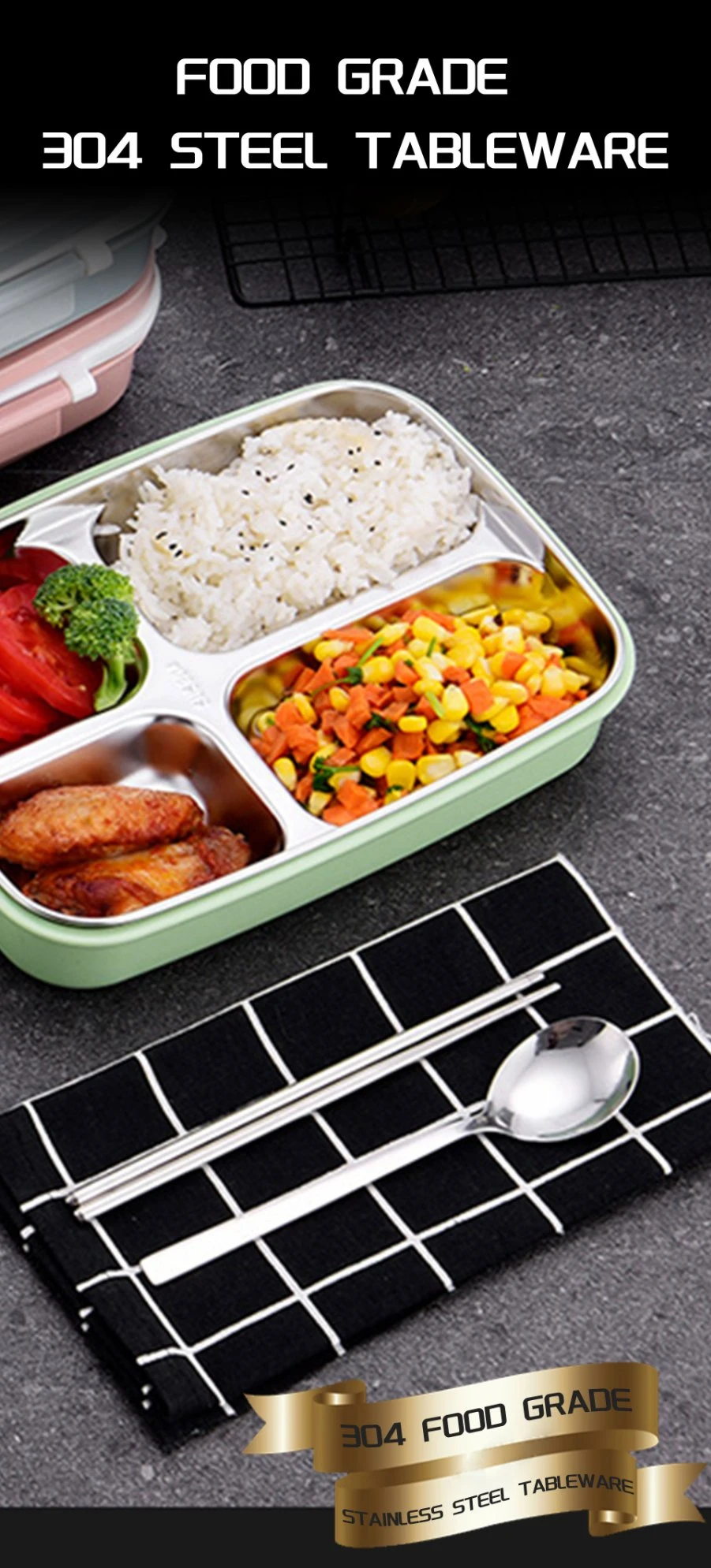 Food Grade 304 Stainless Steel Tableware for Lunch Box