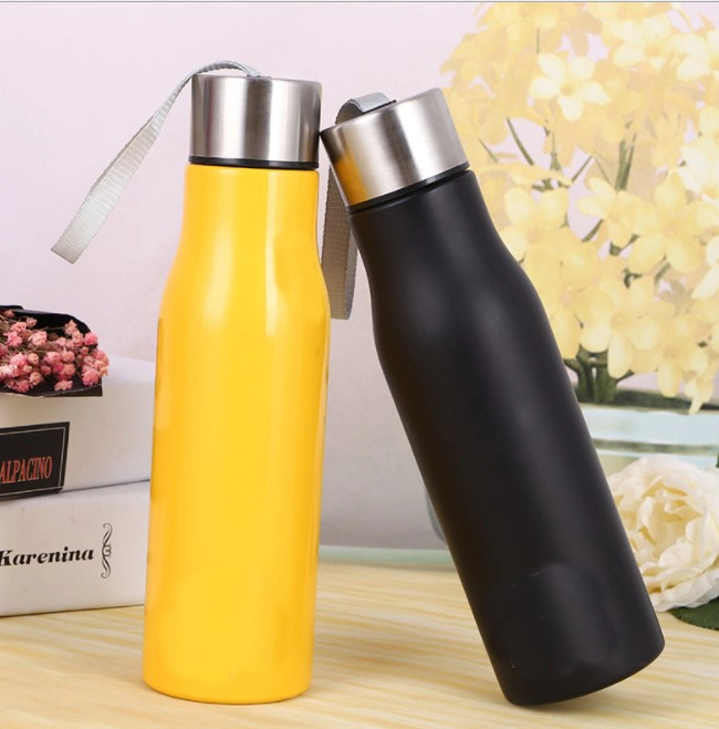 Single Wall with Portable Leak Proof Loop Cap Classic Stainless Steel Water Bottle