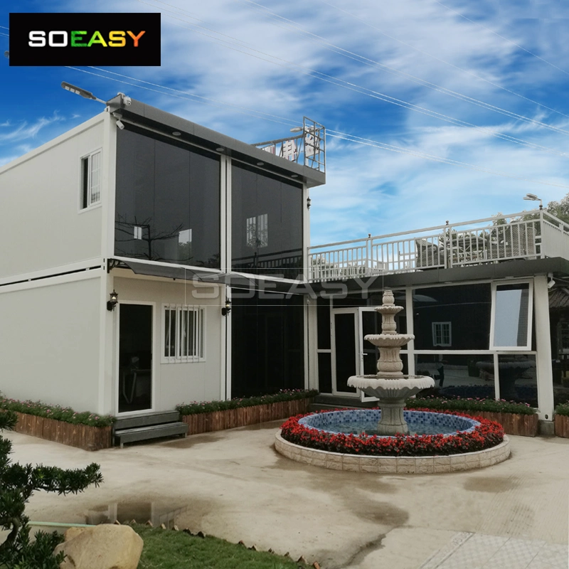 Double Floor Glass Wall Modern Prefabricated Container House Office with Balcony
