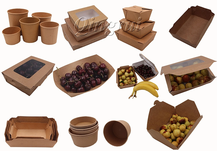 Customized Takeaway Food Container 1080ml Disposable Kraft Paper Lunch Box with High Quality