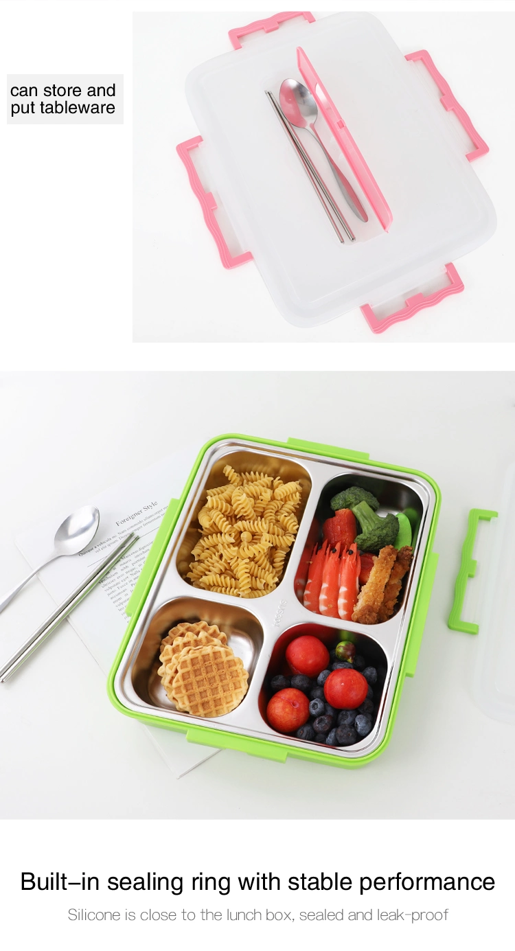 Leak-Proof Stainless Steel Plastic Lunch Box, Multi-Frame Children's Take-out Lunch Food Container