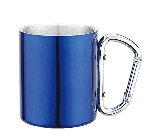 Climb Double Layer Stainless Steel Mug with Carabiner Hook, Double Wall Stainless Steel Mug with D Shaped Hook, Metal Double Wall Mug with Handle and Cover