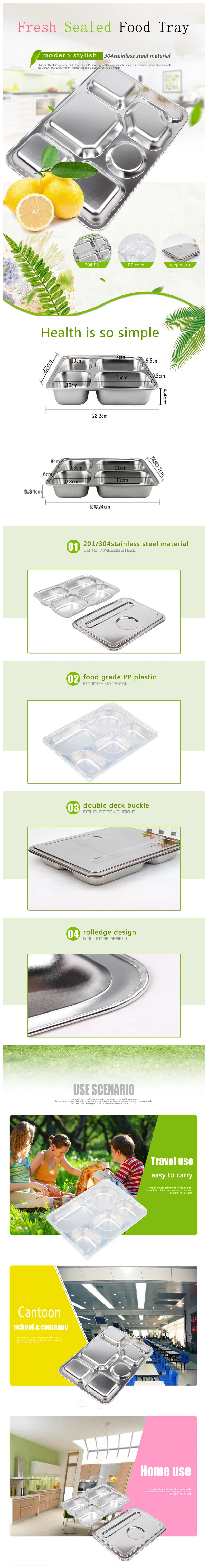 Stainless Steel Kitchenware, High Quality Food Box, Lunch Tray