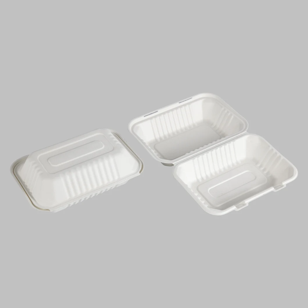 Sugarcane Bagasse Clamshell Lunch Box Take Away Disposable Biodegradable Eco Friendly Lunch Boxes for Meal