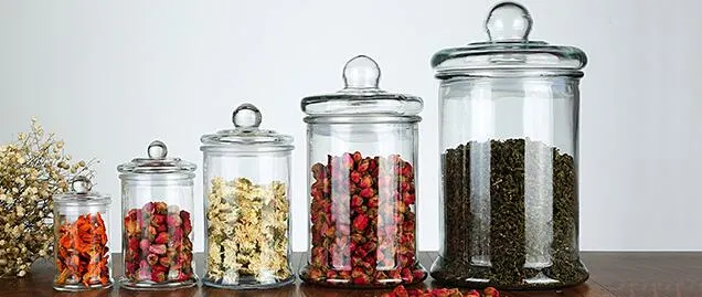 Food Storage Containers Glass Candy Jar Clear Glass Canisters with Airtight Lid