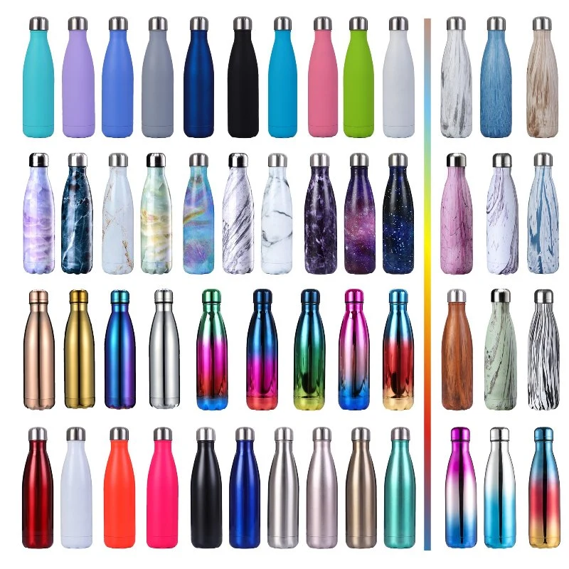 17oz 500ml Vacuum Water Bottle Glass Drinking Cola Shape Stainless Steel Water Bottle with Custom Logo