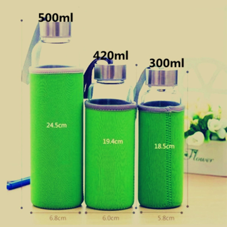 2021 550ml Custom Logo Color Frosted Borosilicate Glass Water Bottles Time Mark