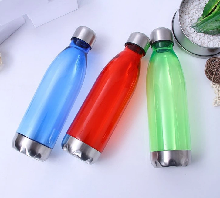 BPA Free Plastic Cola Bottle Shaped Reusable Tritan Water Bottle with Stainless Steel Cap