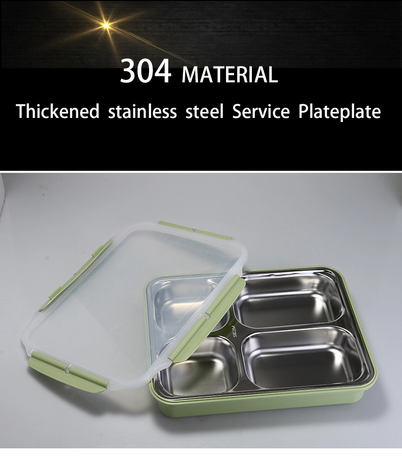 4 Hole Stainless Steel Plate for School /Restraunt Lunch Plate