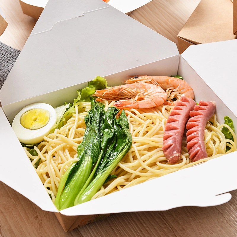 Customized Takeaway Food Container 1080ml Disposable Kraft Paper Lunch Box with High Quality