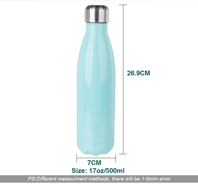 2021 500ml Cola Shape Water Bottle Custom Reusable Sport Stainless Steel Double Wall Vacuum Insulated Flask with Cleaning Brush
